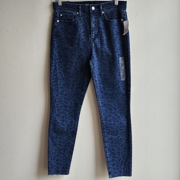 GAP HIGH RISE LEGGING SKIMMERS BLUE ANIMAL PRINT WOMEN'S SIZE 6| - Picture 1 of 8